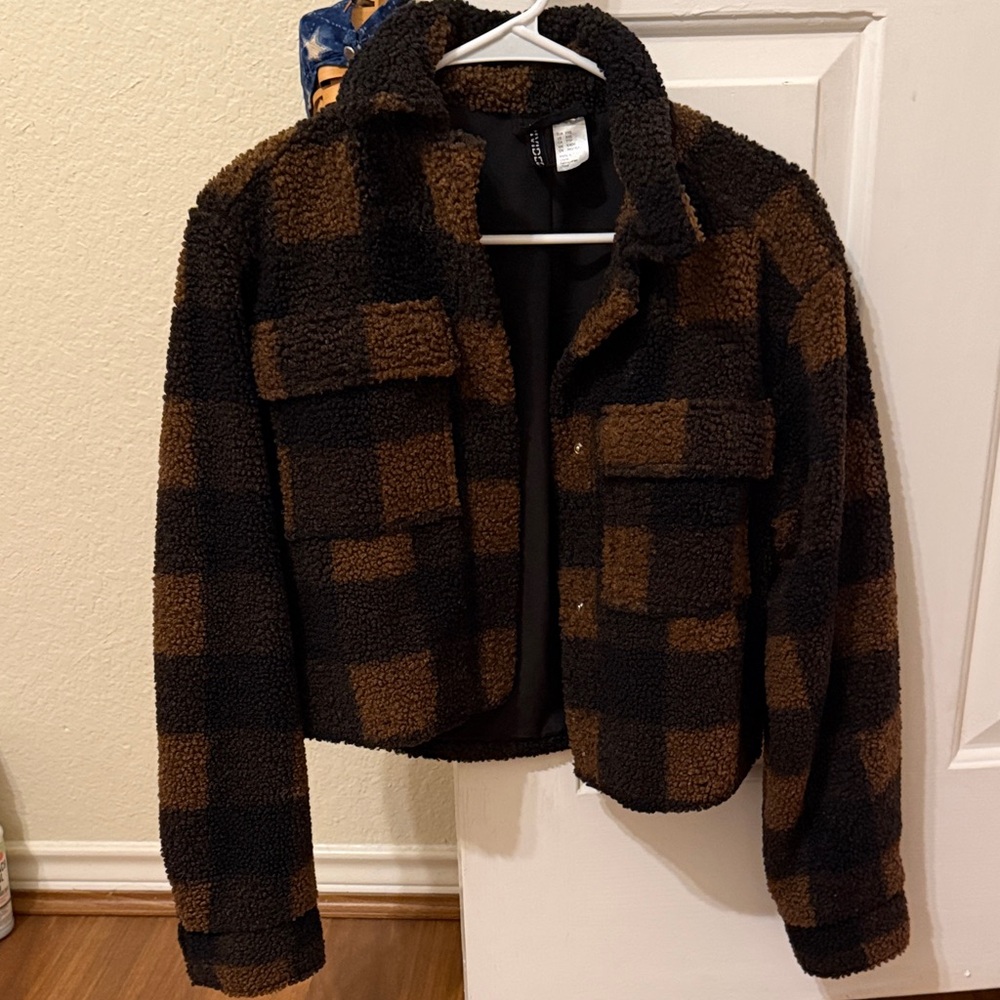 H&M Black and Brown Checkered Jacket